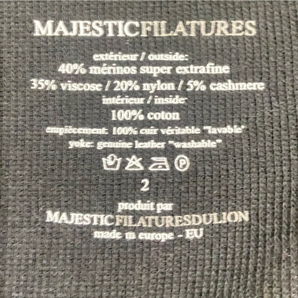 Majestic filatures black open front jacket knit leather fur & knit size small - Picture 9 of 9